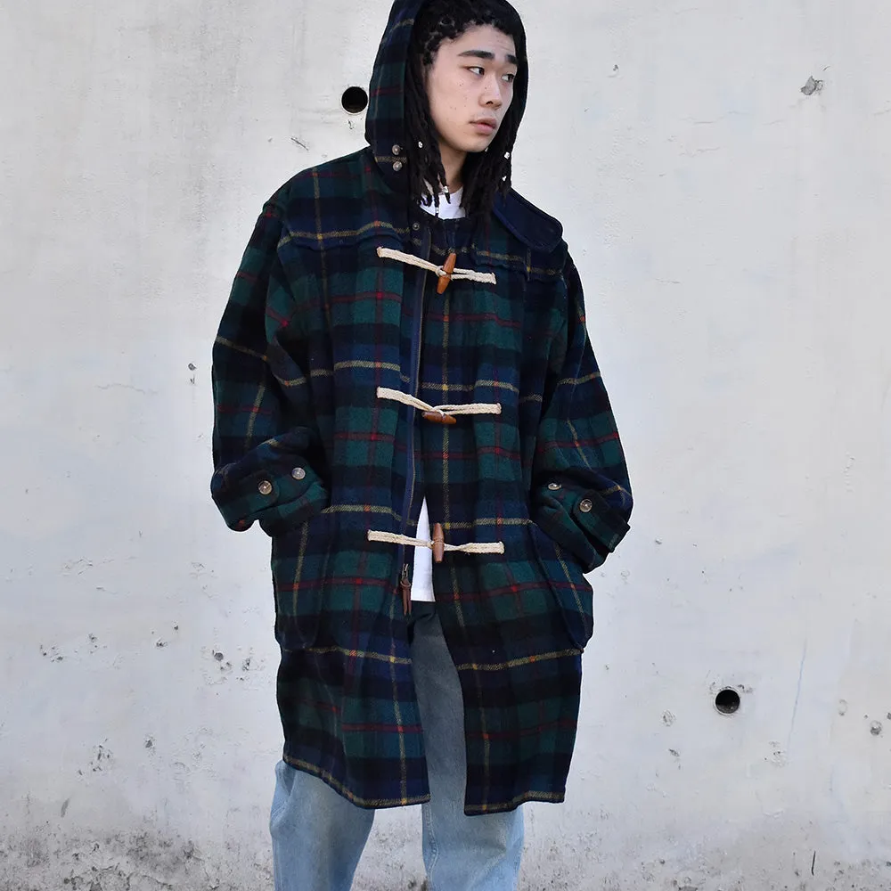 90's TOMMY HILFIGER チェック柄 ダッフルコート 240128