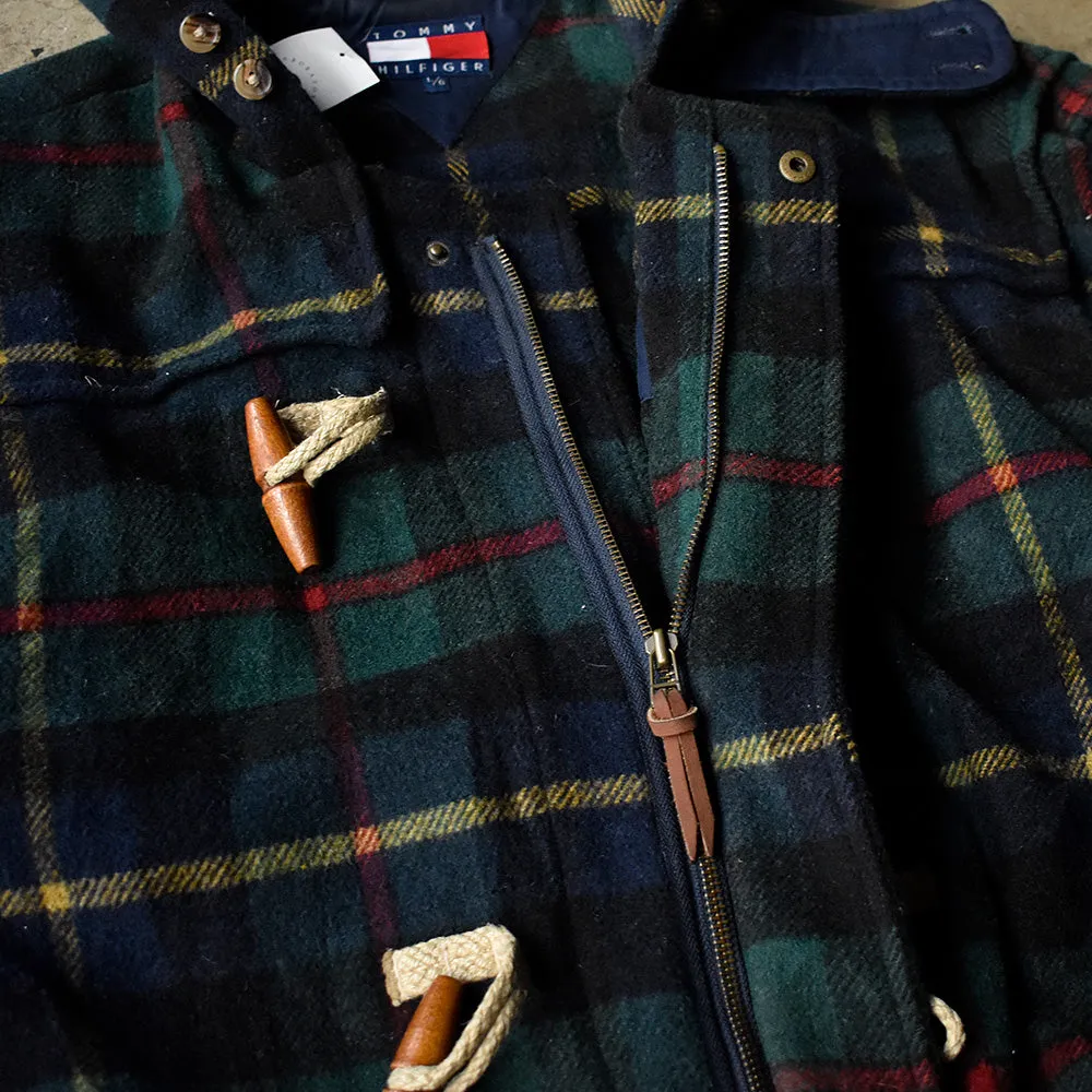 90's TOMMY HILFIGER チェック柄 ダッフルコート 240128