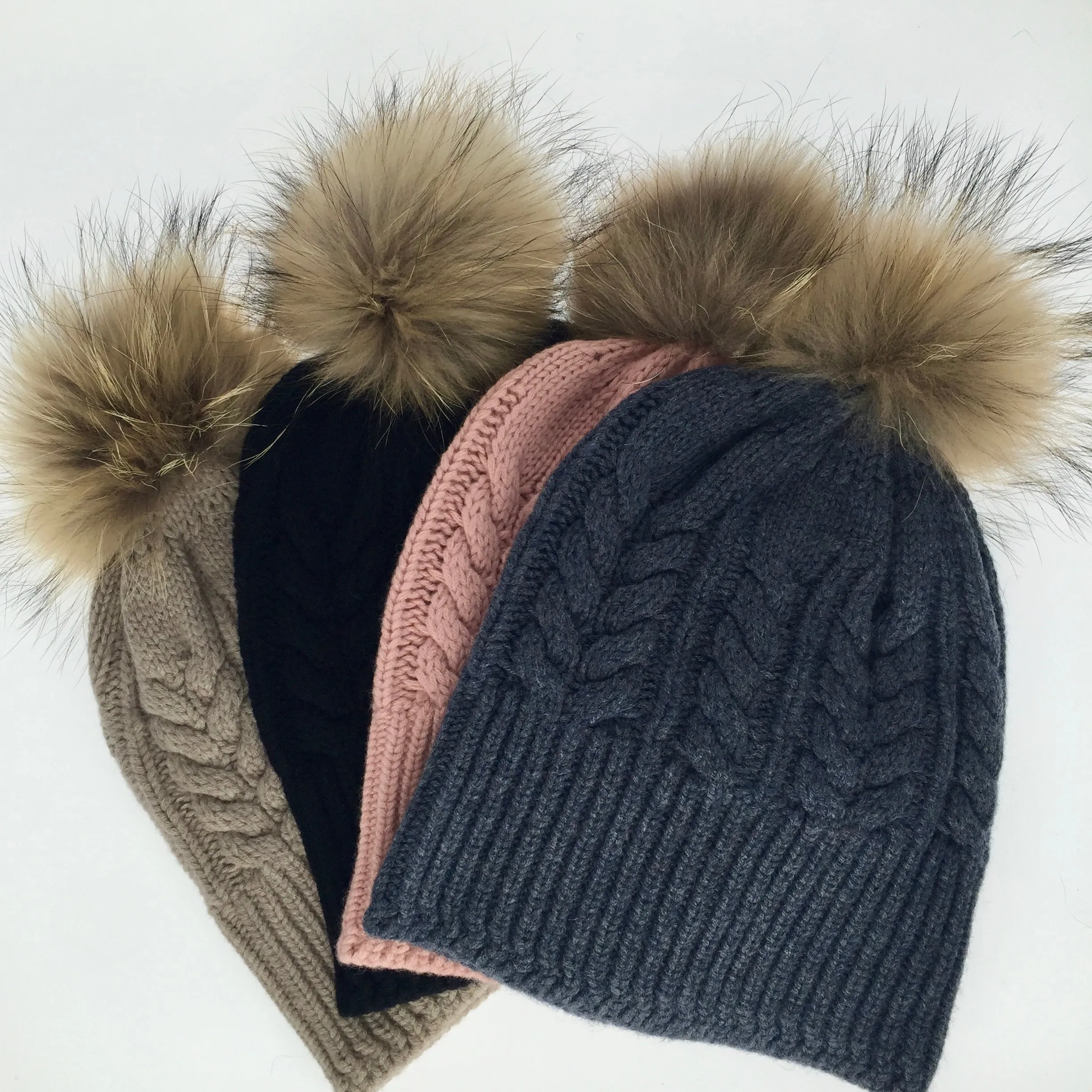 Absolutely. I'M in!  100% Pure Merino Wool Jumbo Cable Beanie with detachable Raccoon Fur Pom Pom, Biscuit