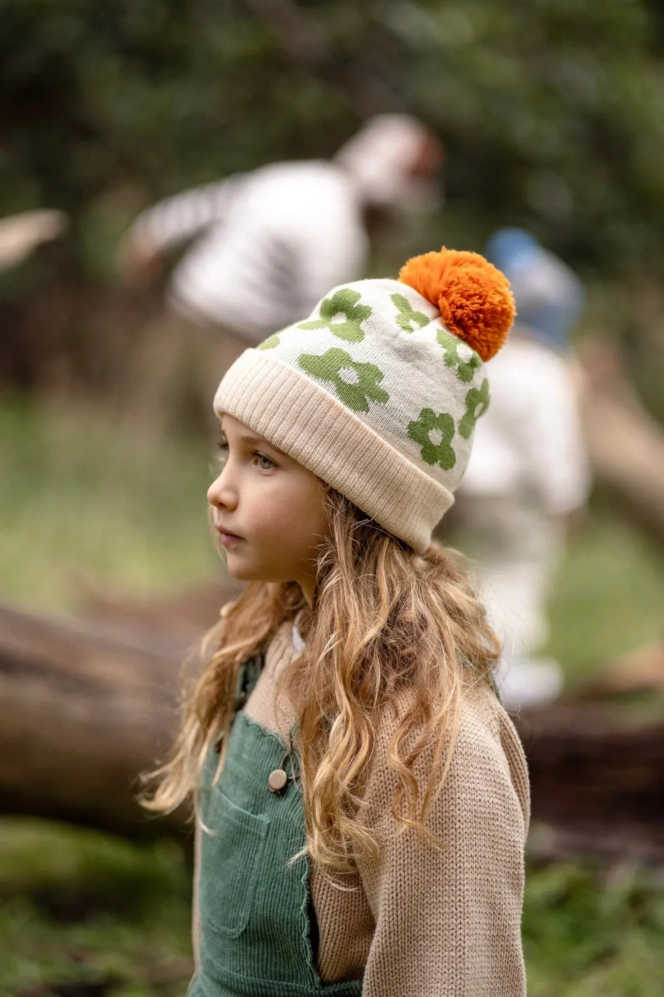 Acorn Kids - Flower Power Merino Beanie - Green