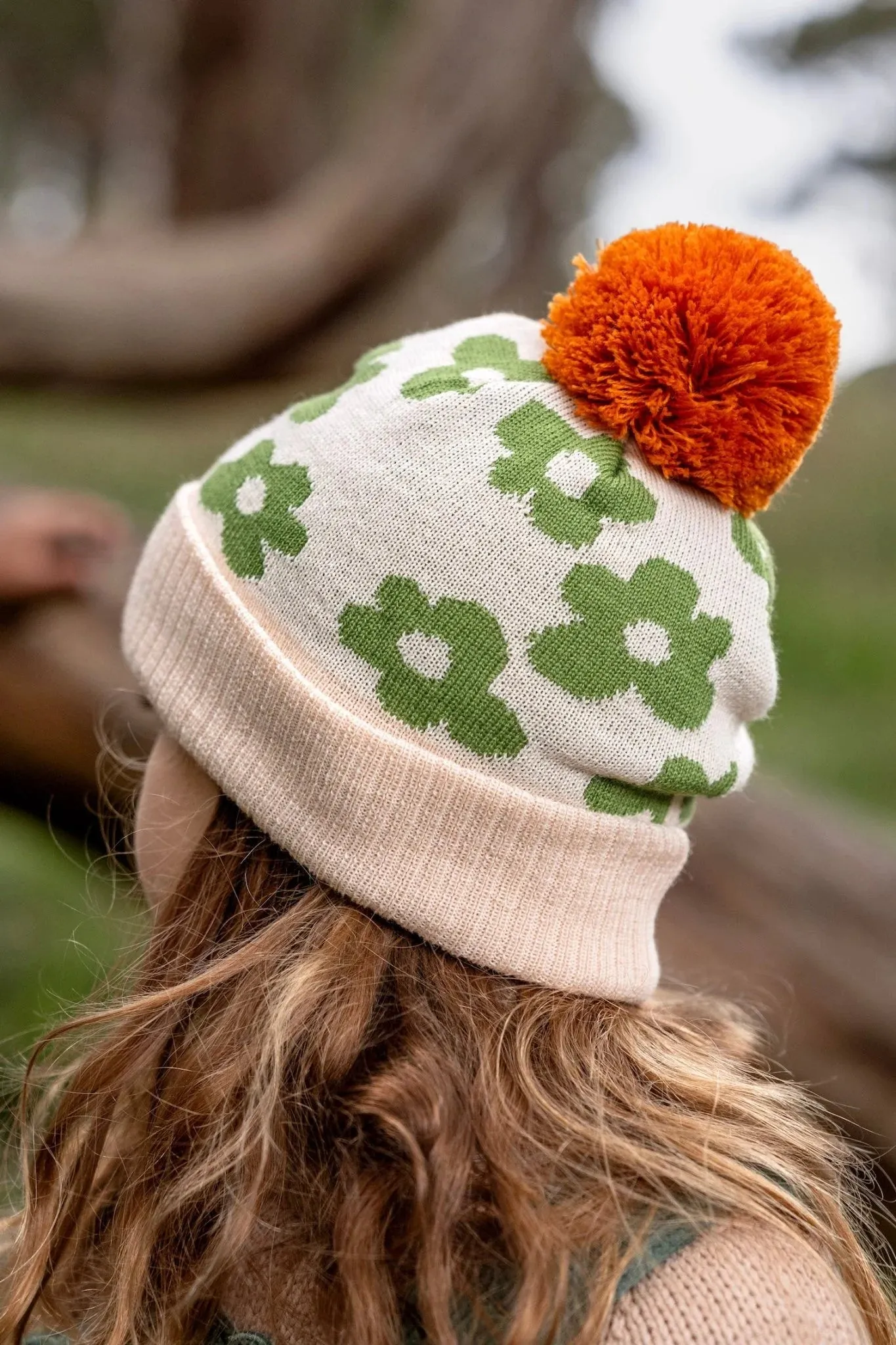 Acorn Kids - Flower Power Merino Beanie - Green