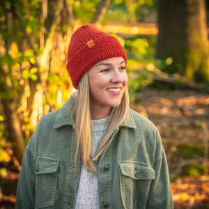 Alpaca Wool Beanie Hat - Rust Mix