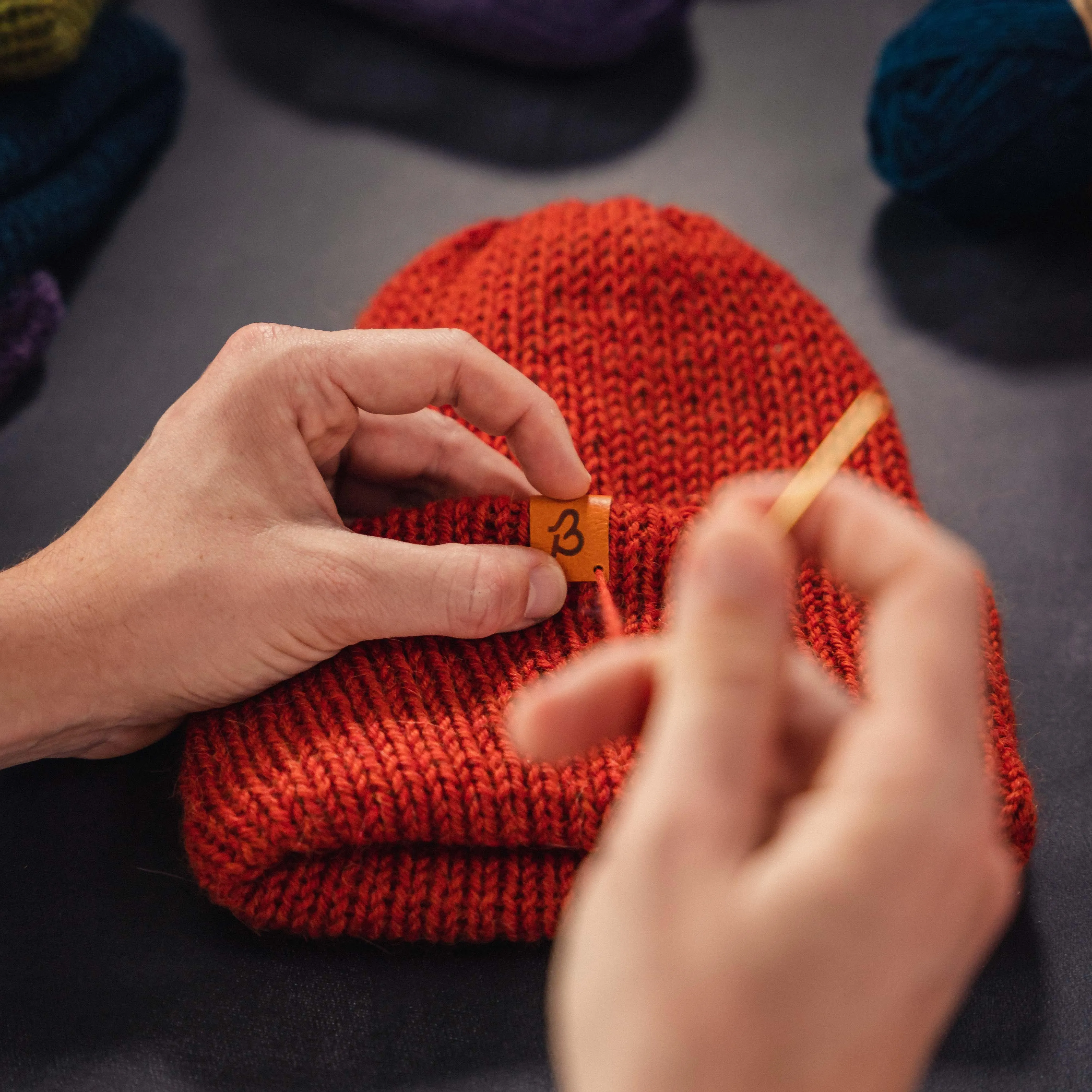 Alpaca Wool Beanie Hat - Rust Mix