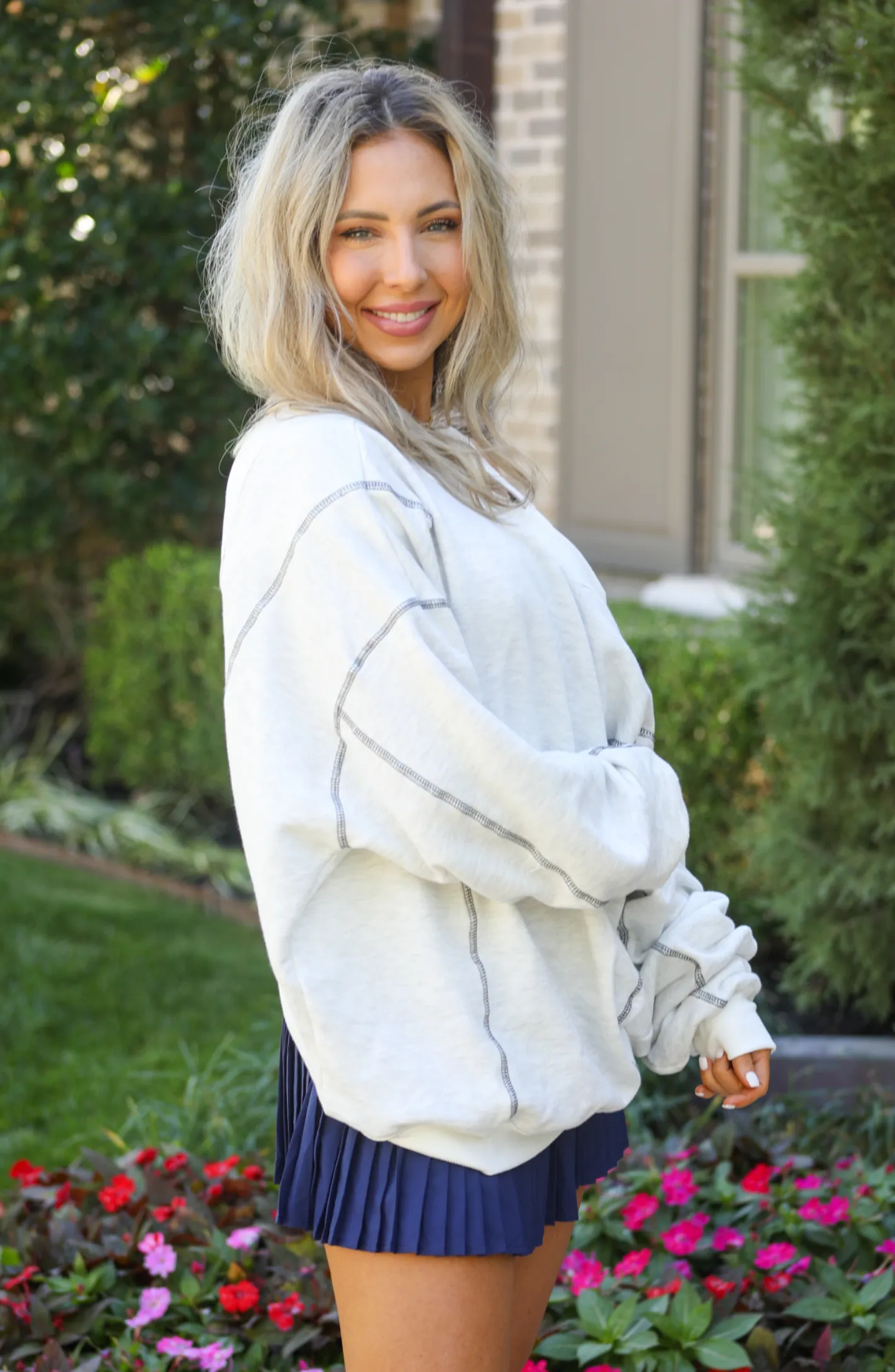 At A Glance Grey With Open Back Sweatshirt Top