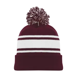 Athletic Knit (AK) A1830A-233 Adult Maroon/White Hockey Toque/Beanie