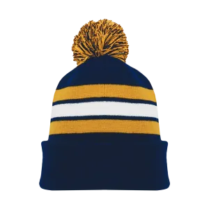 Athletic Knit (AK) A1830A-460 Adult Navy/Gold/White Hockey Toque/Beanie