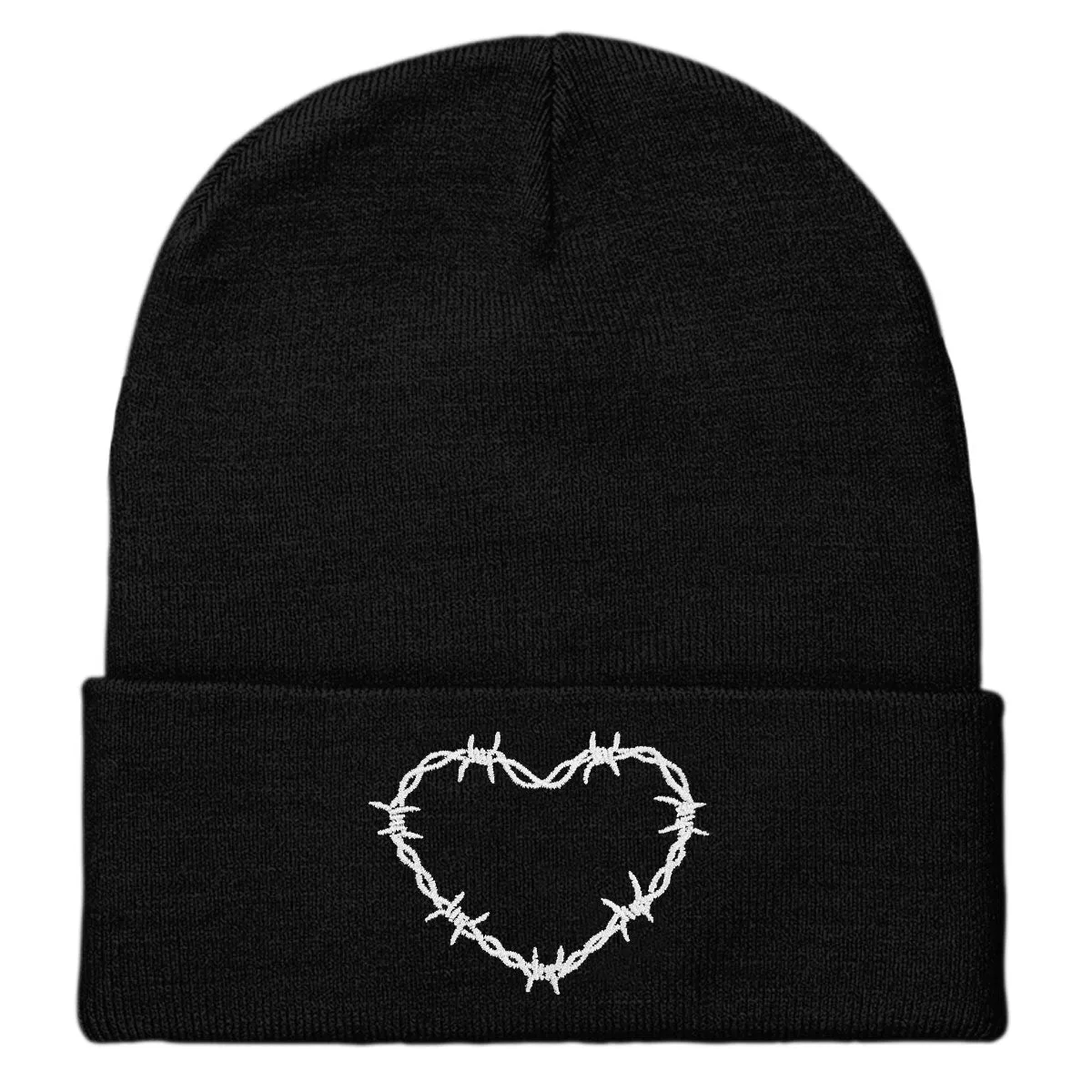 Barbed Wire Heart Embroidered Beanie (Unisex)