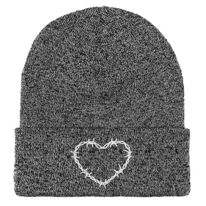 Barbed Wire Heart Embroidered Beanie (Unisex)