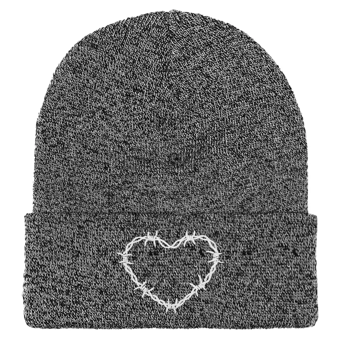 Barbed Wire Heart Embroidered Beanie (Unisex)