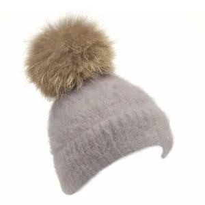 Beanie/Raccoon PomPom - Grey