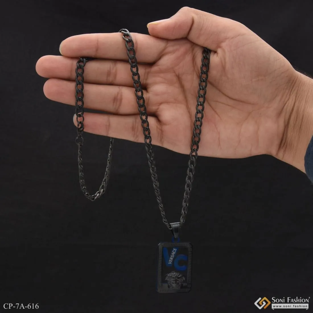 Best Quality Durable Design Black Color Chain Pendant Combo for Men - Style A616