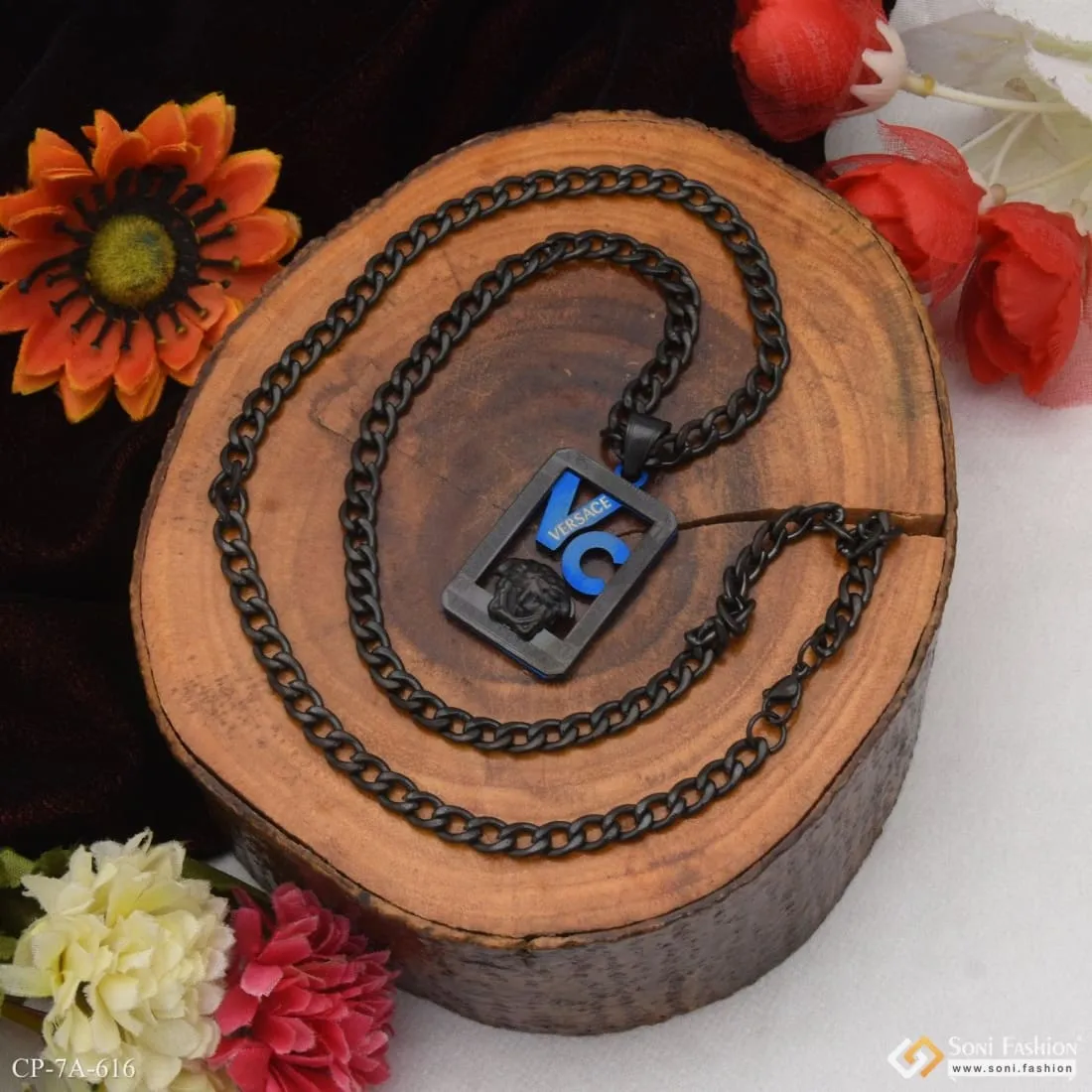 Best Quality Durable Design Black Color Chain Pendant Combo for Men - Style A616
