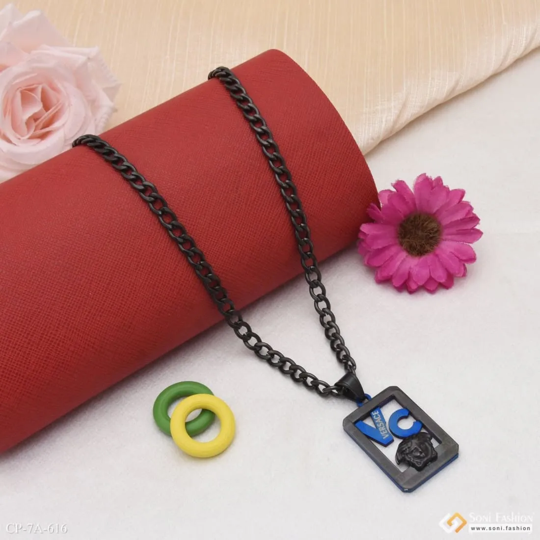 Best Quality Durable Design Black Color Chain Pendant Combo for Men - Style A616