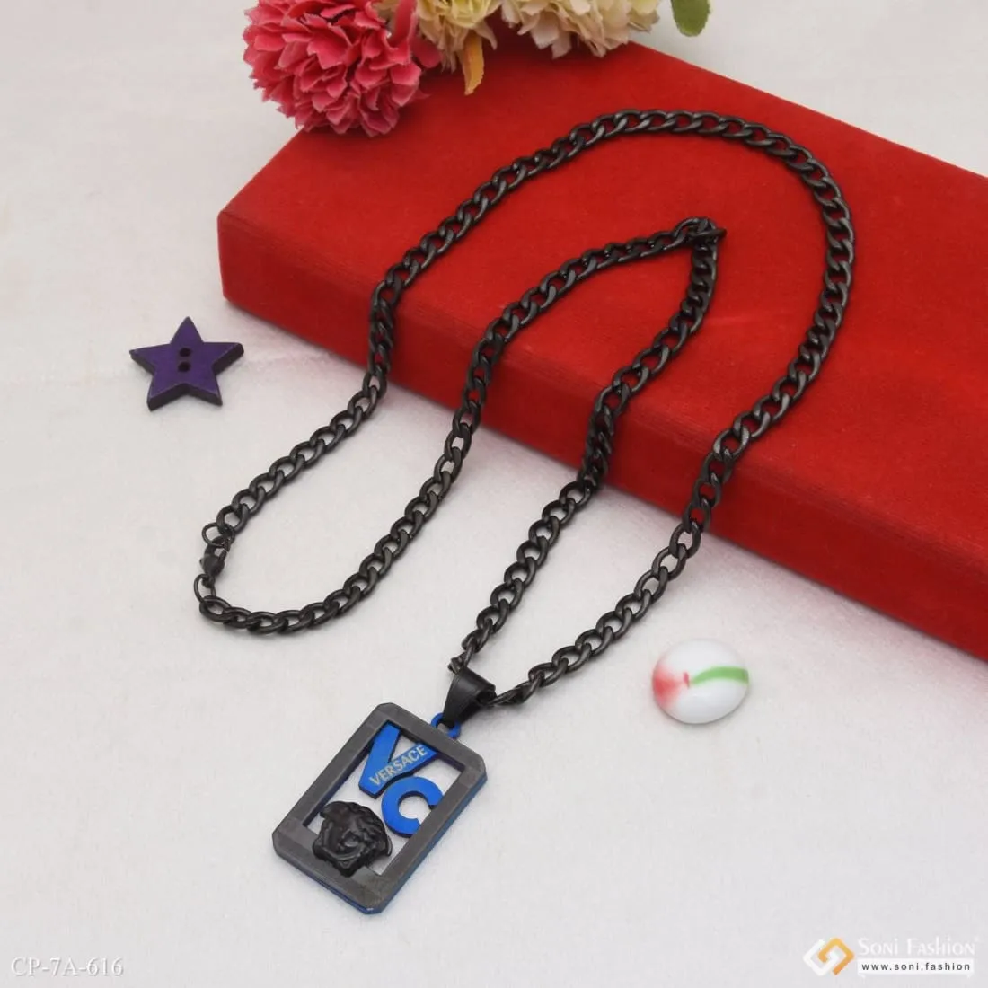 Best Quality Durable Design Black Color Chain Pendant Combo for Men - Style A616