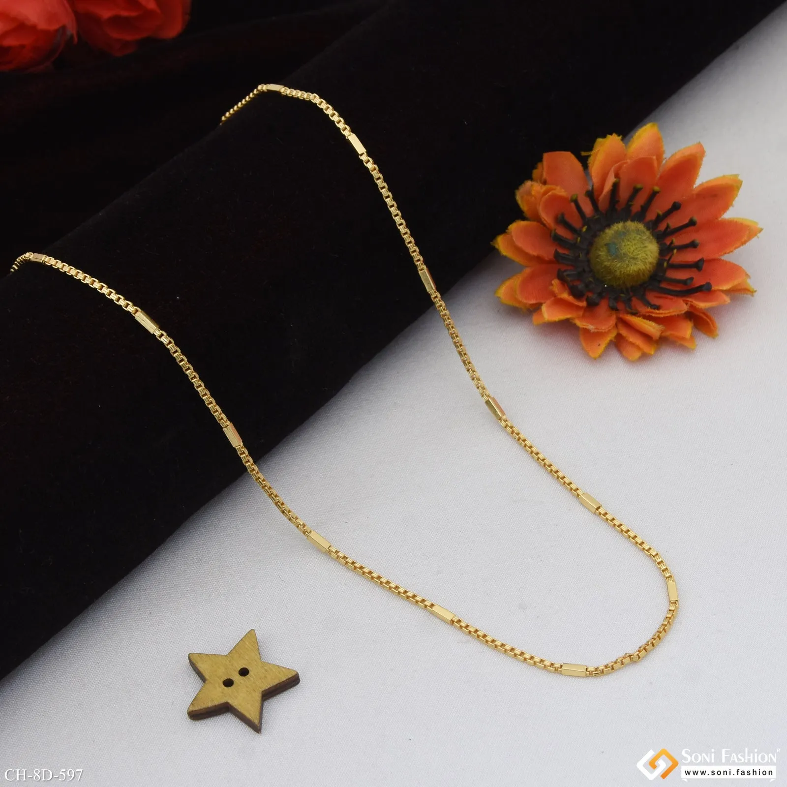 Best Quality Durable Design Gold Plated Chain for Men - Style D597