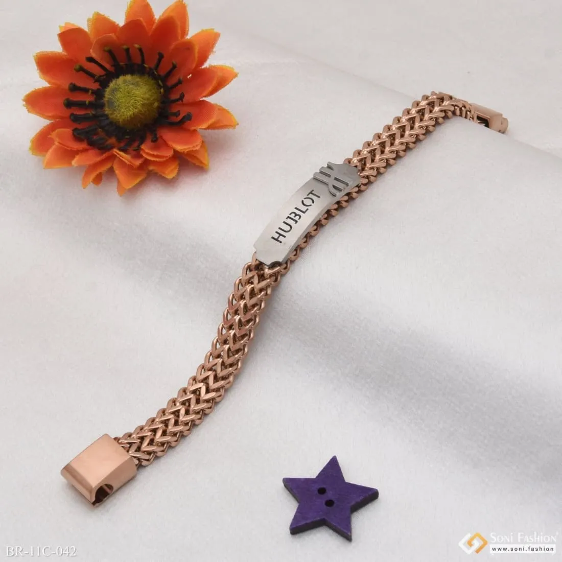 Best Quality Durable Design Silver & Rose Gold Color Bracelet for Men - Style C042