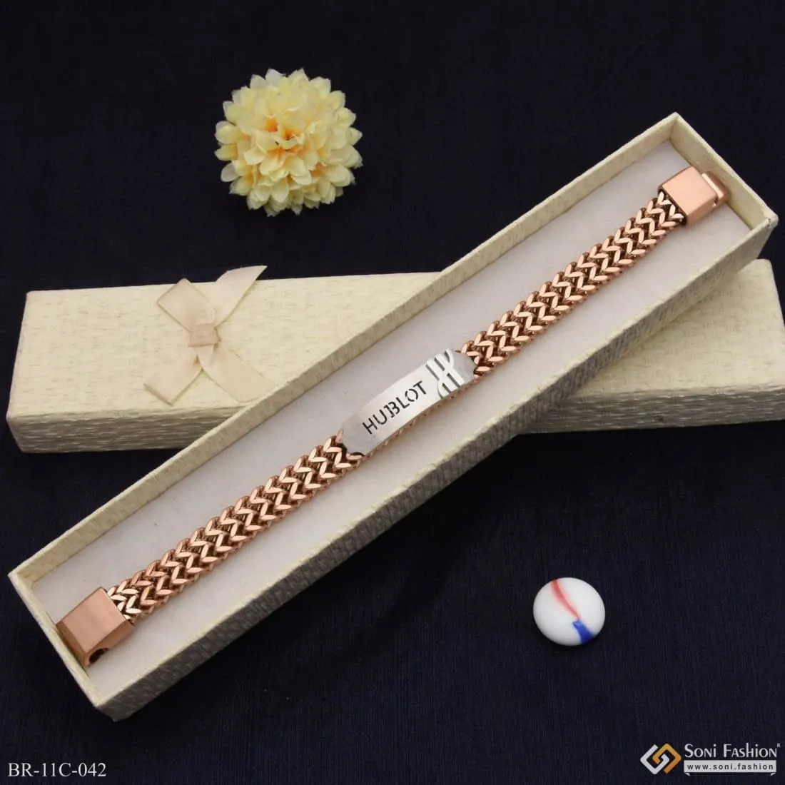 Best Quality Durable Design Silver & Rose Gold Color Bracelet for Men - Style C042
