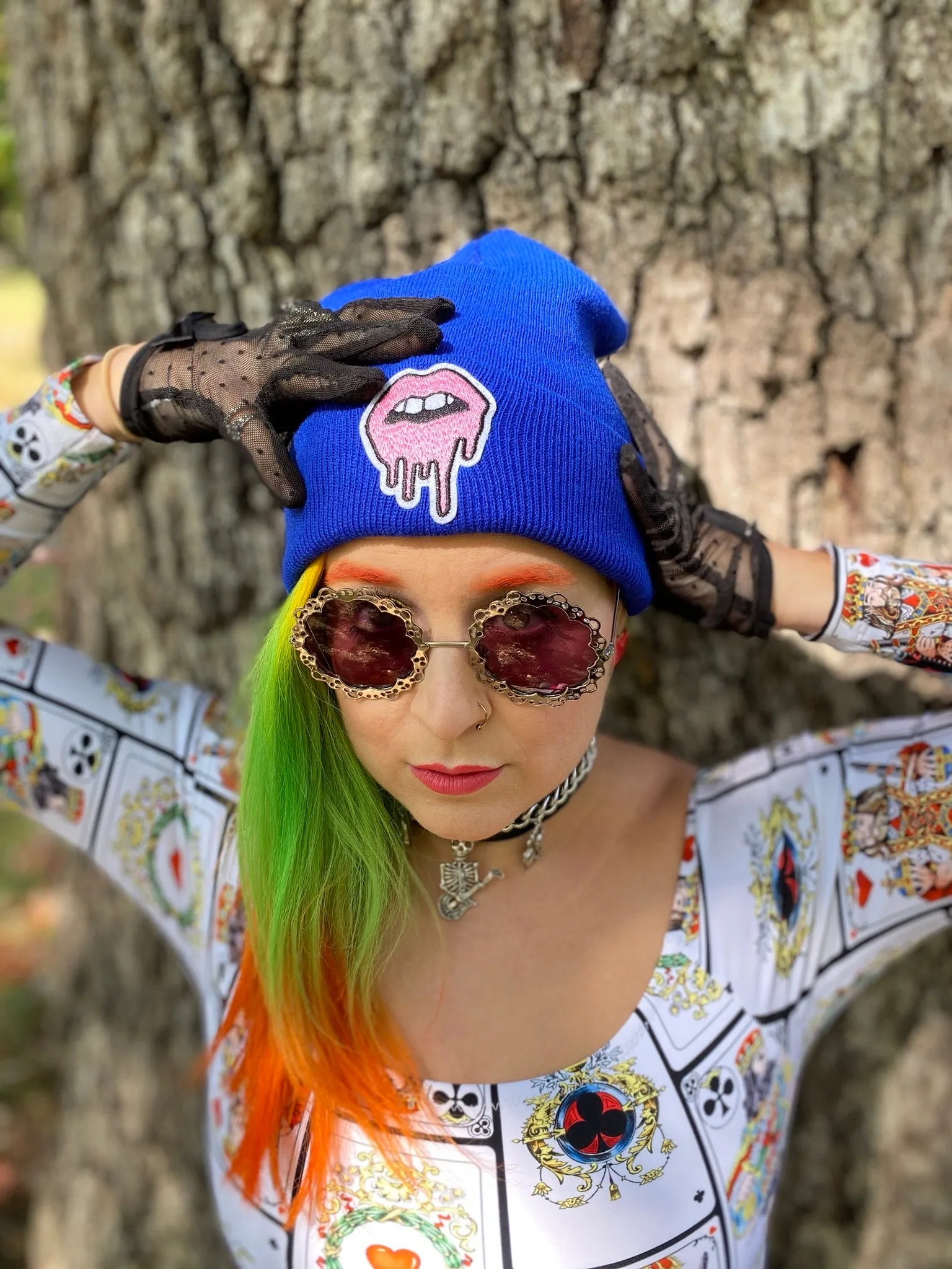 Blue Drippy Lips Beanie