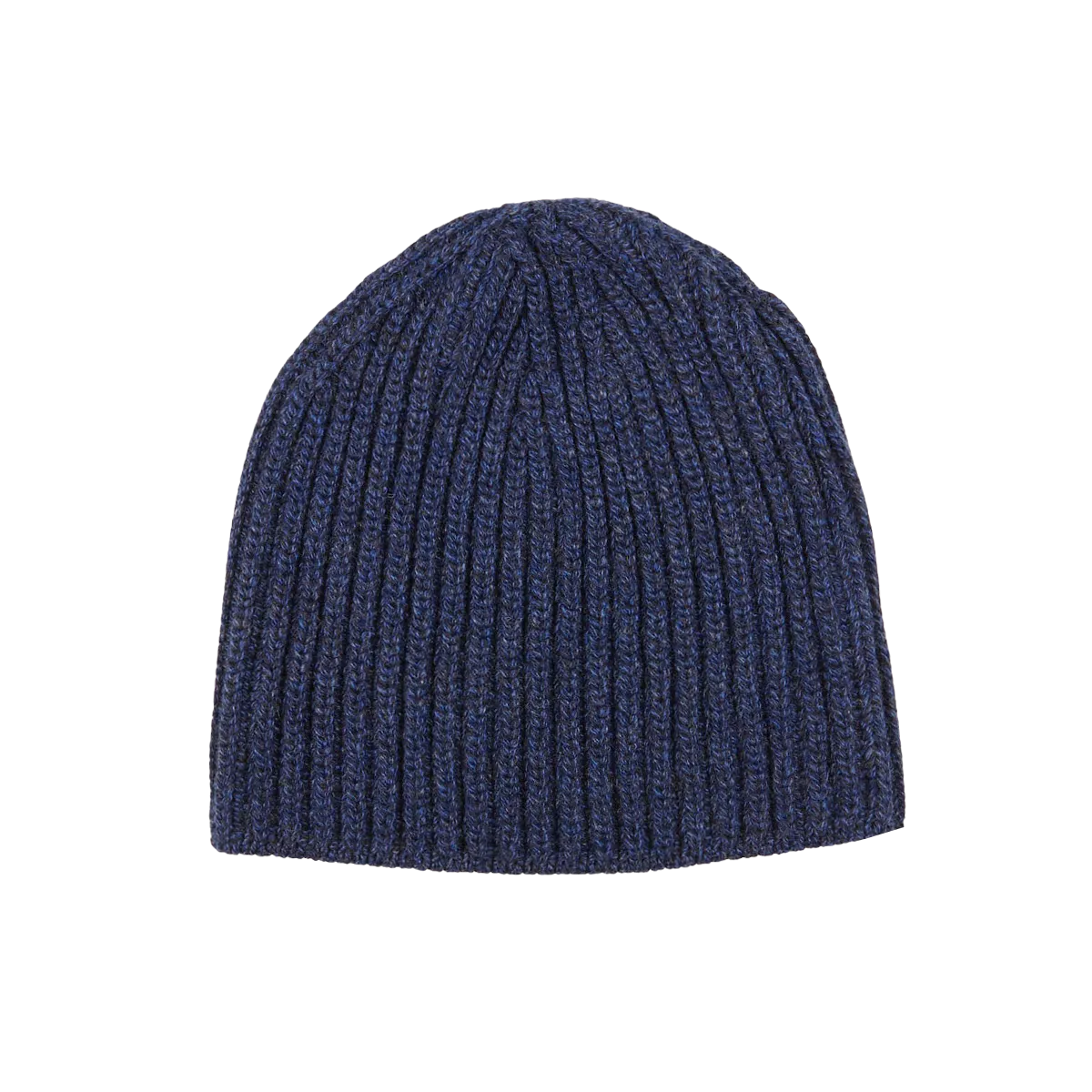 Blue Melange Cashmere Ribbed Short Beanie