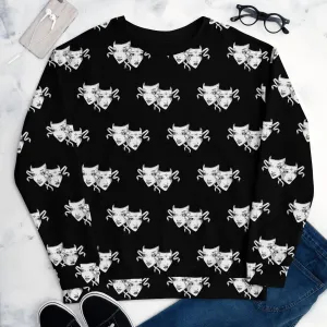Bold Drama Mask All-Over Print Unisex Recycled Pullover