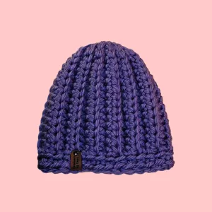 Chunky Crochet Beanie Purple