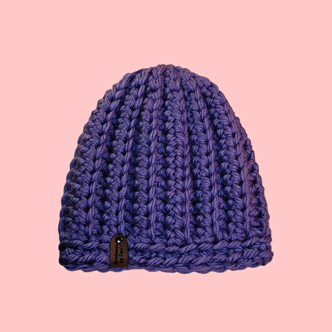 Chunky Crochet Beanie Purple