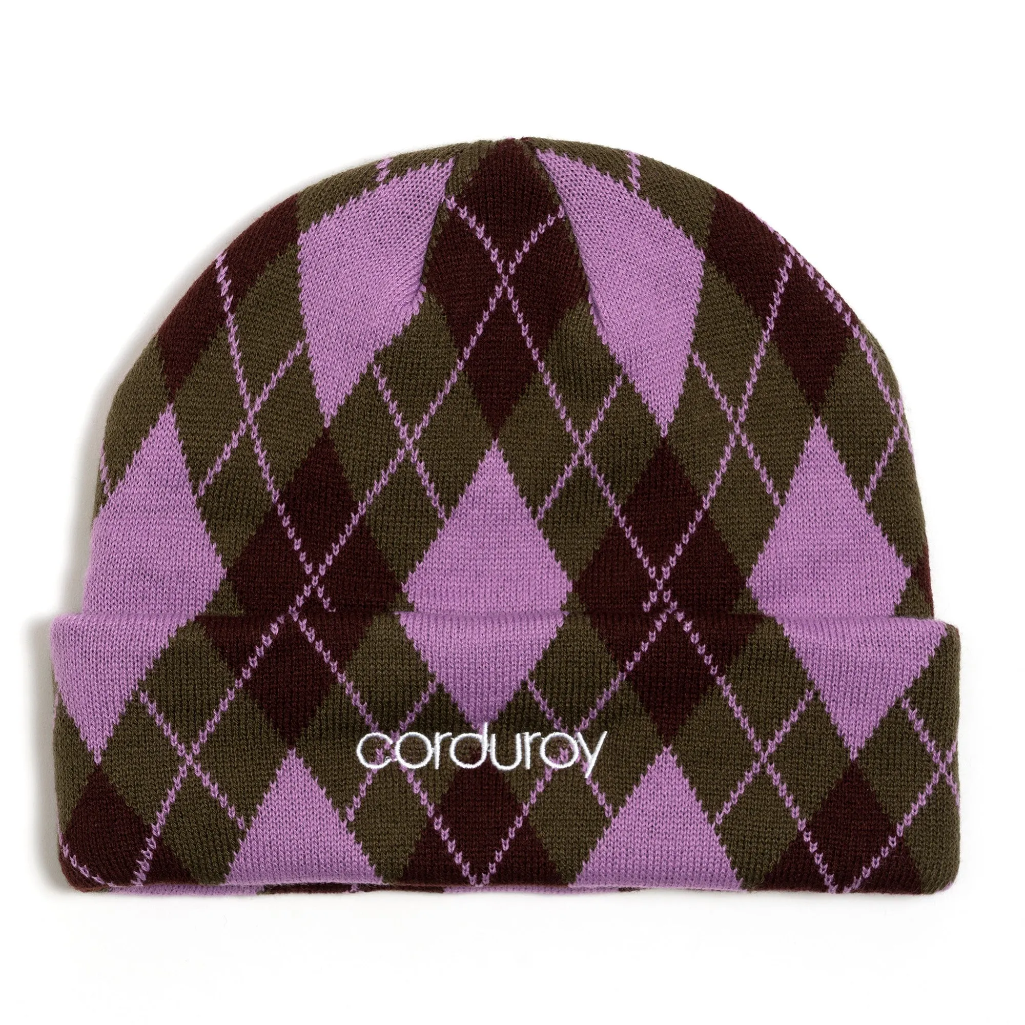Corduroy Argyle Beanie - Army