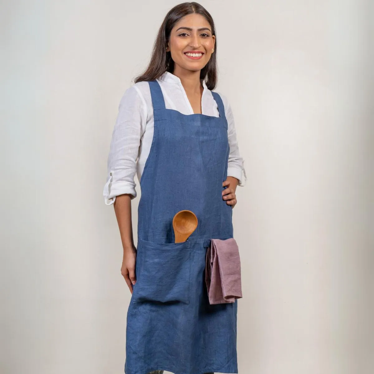Cross Back Pocketed Apron | Anti Microbial Hemp Fabric | Durable & Multi-Purpose