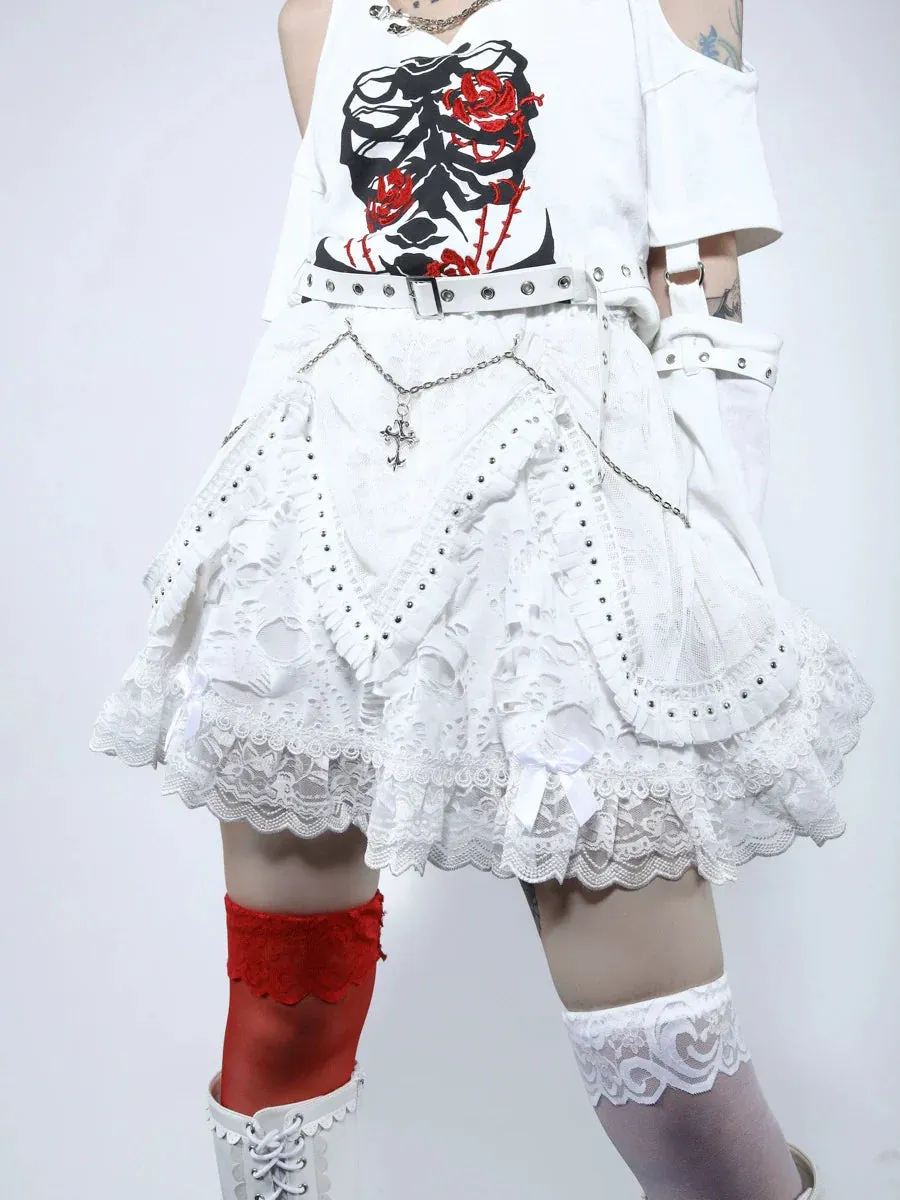 Cross Skirt Chain Punk Rivet