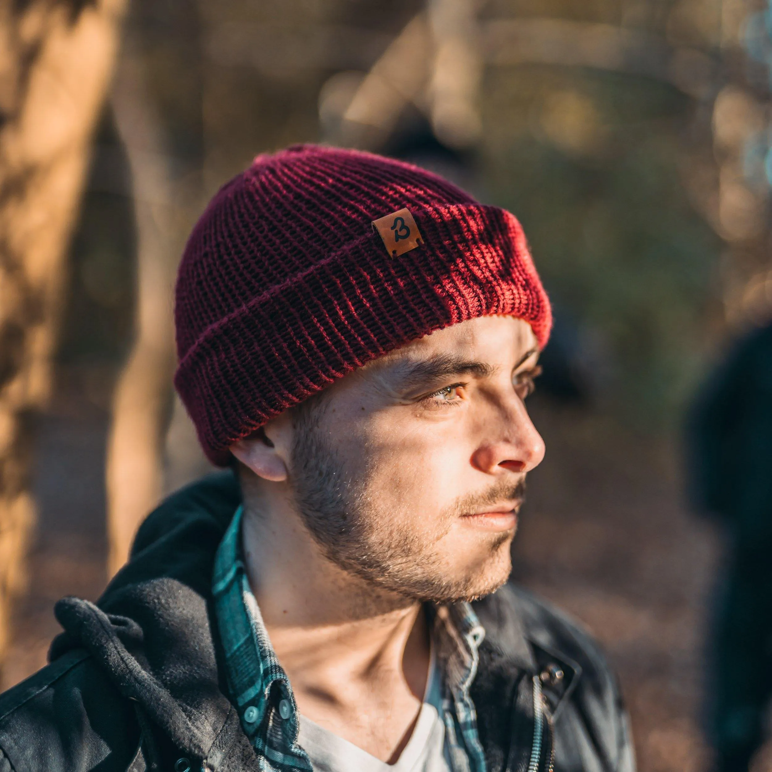 Dark Plum Wooly Beanie Hat