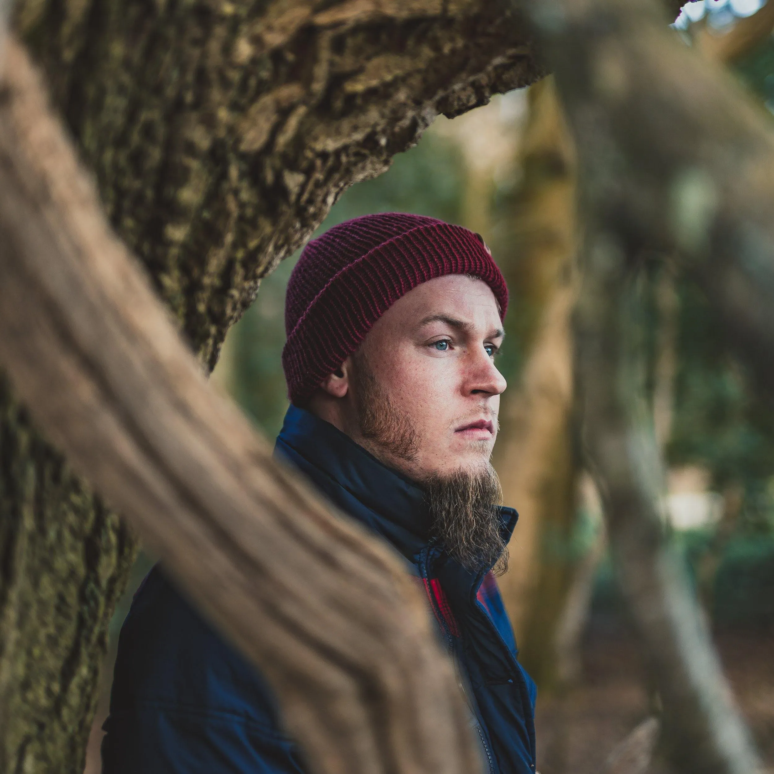 Dark Plum Wooly Beanie Hat