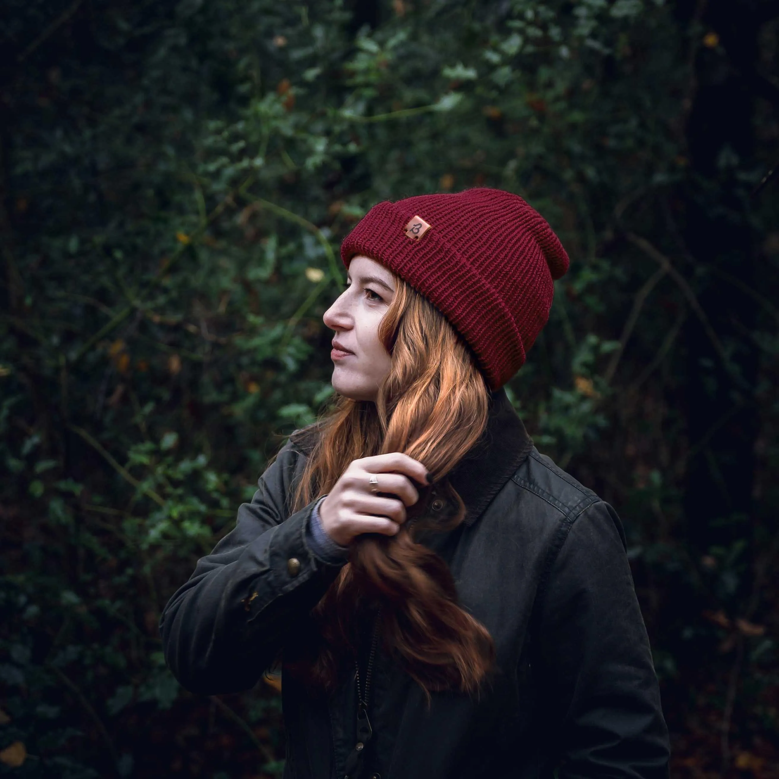 Dark Plum Wooly Beanie Hat