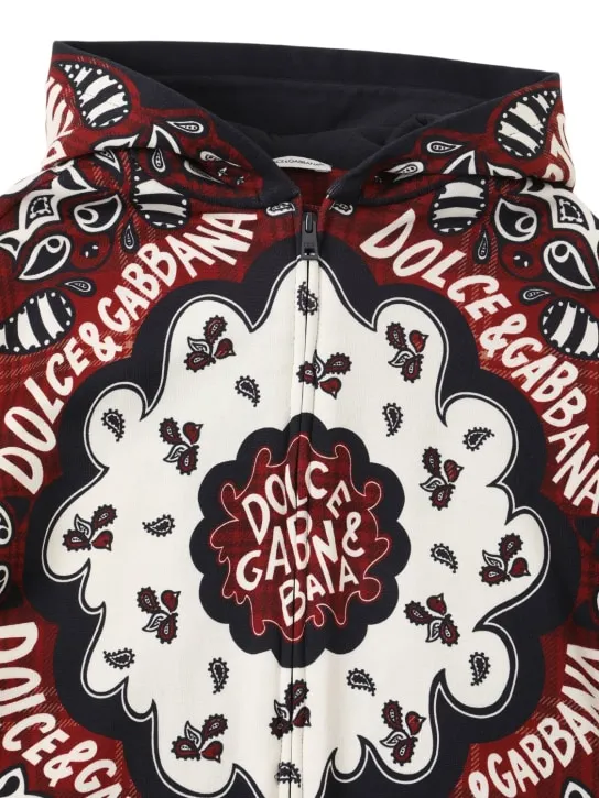 Dolce&amp;Gabbana   Printed cotton hooded sweatshirt 