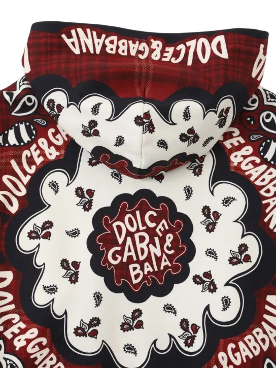 Dolce&amp;Gabbana   Printed cotton hooded sweatshirt 