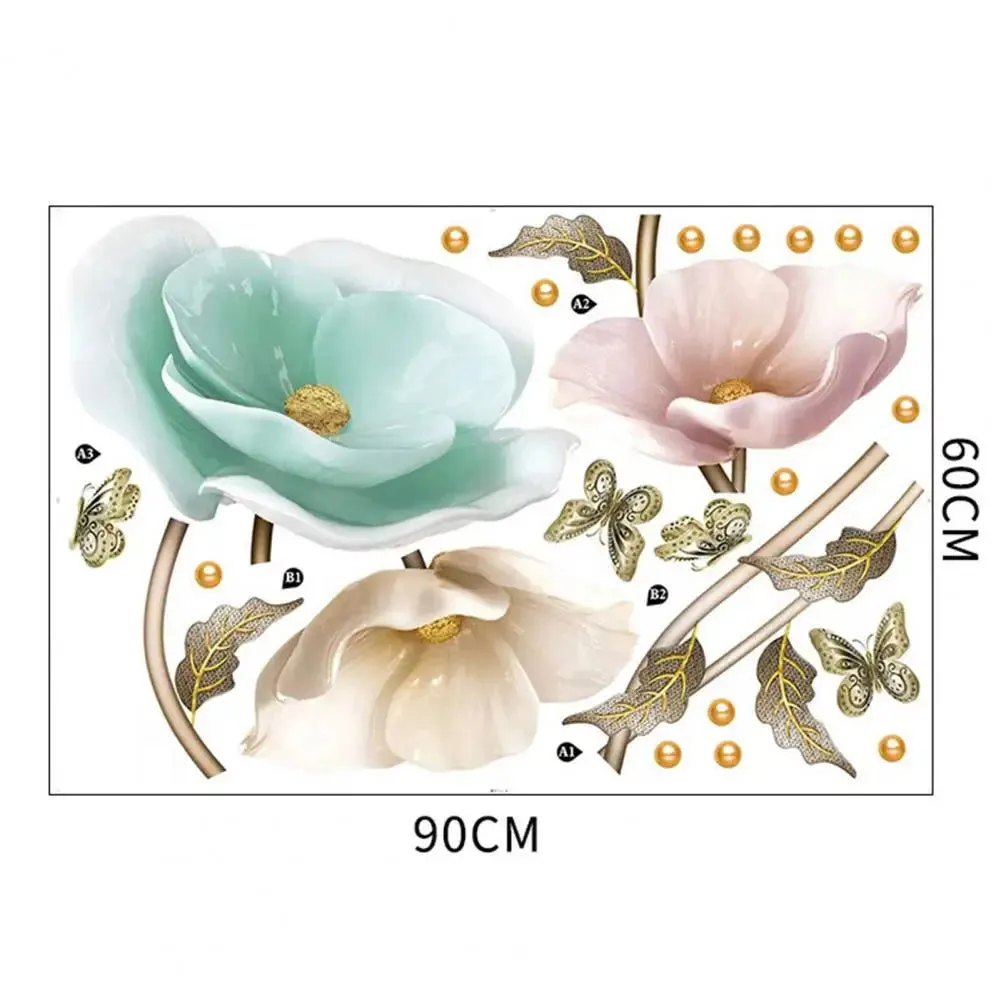 Elegant Orchid Plant Wall Stickers Durable PVC Material Easy to Clean High-Adhesive