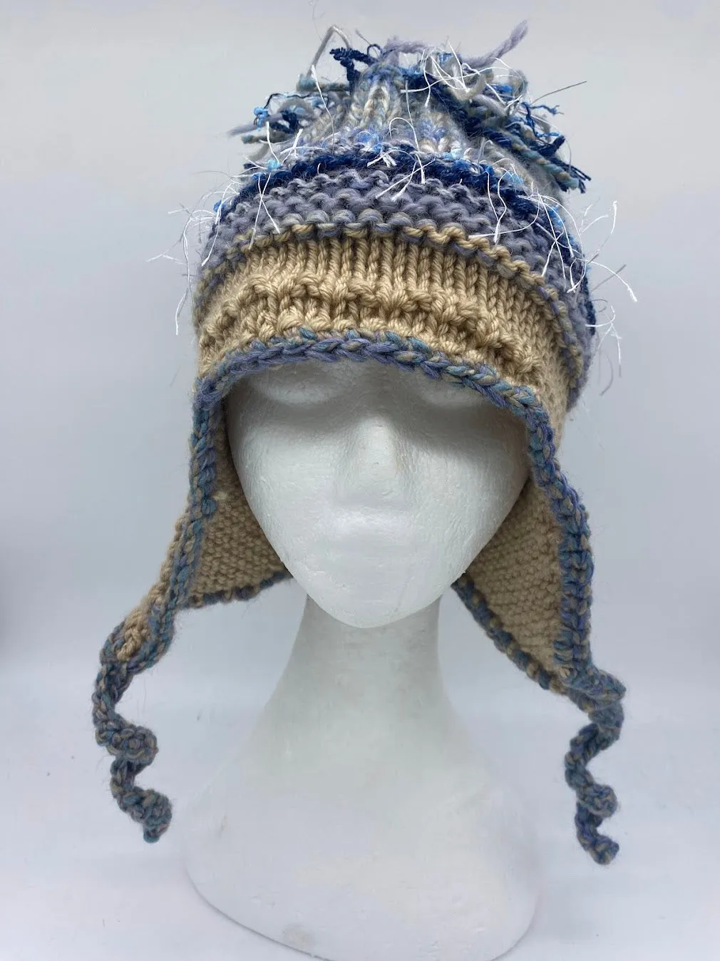 FOOF BEANIE -blue/brown/medium