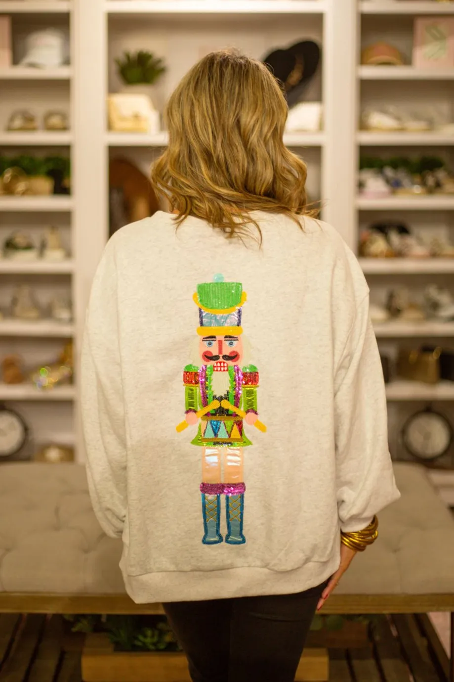 Grey Colorblock Drummer Nutcracker Sweatshirt