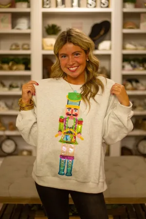 Grey Colorblock Drummer Nutcracker Sweatshirt