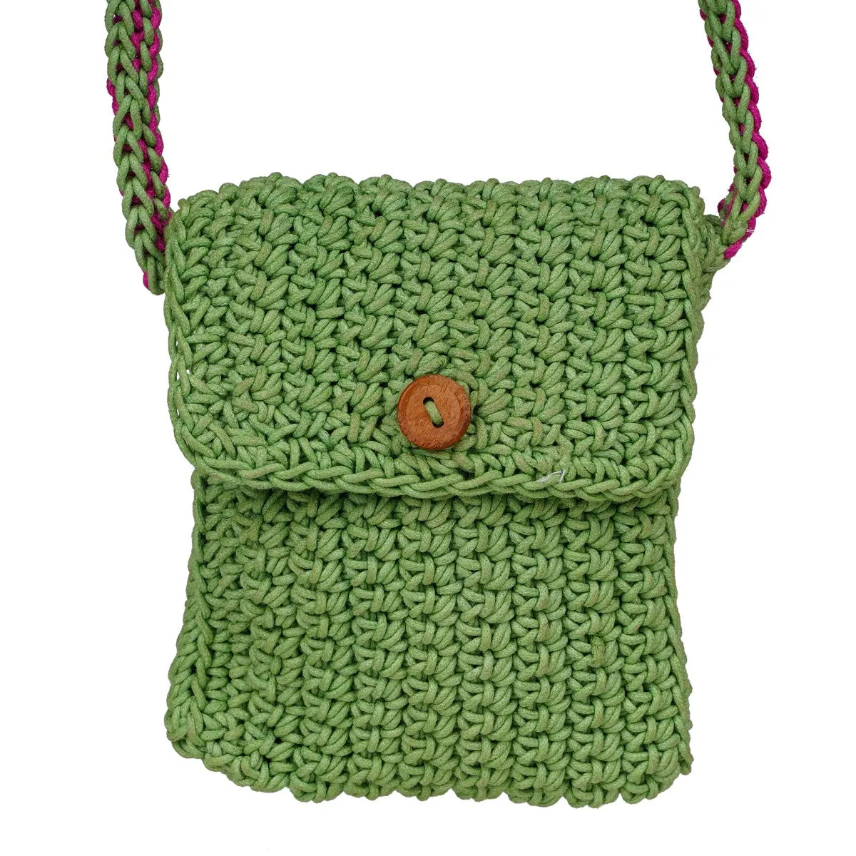 Hand-Crafted Mini Sling Bag | Hand-Crochet | Cotton | Fern Green