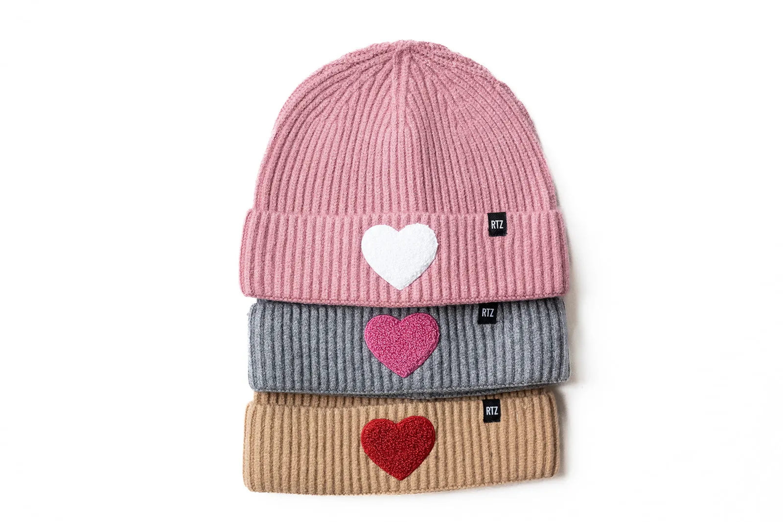 Heather Grey Terry Heart Beanie