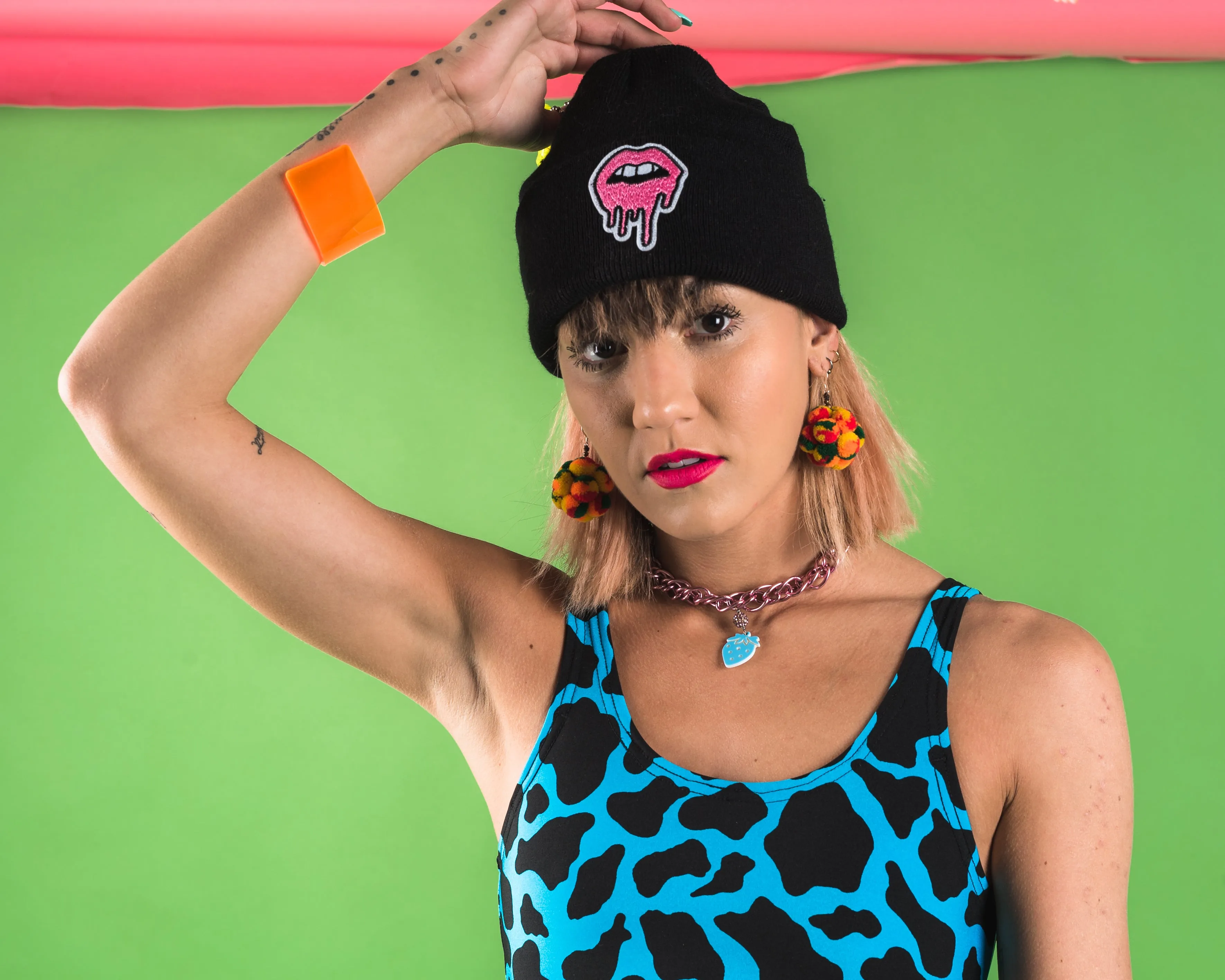 Hot Pink Drippy Lips Beanie