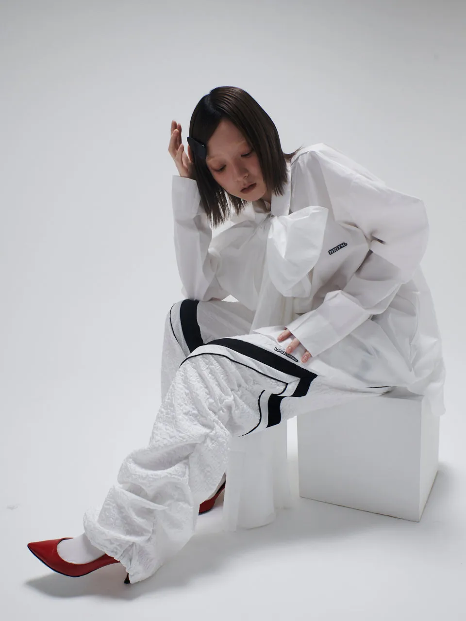 Jacquard Track Pants(White)