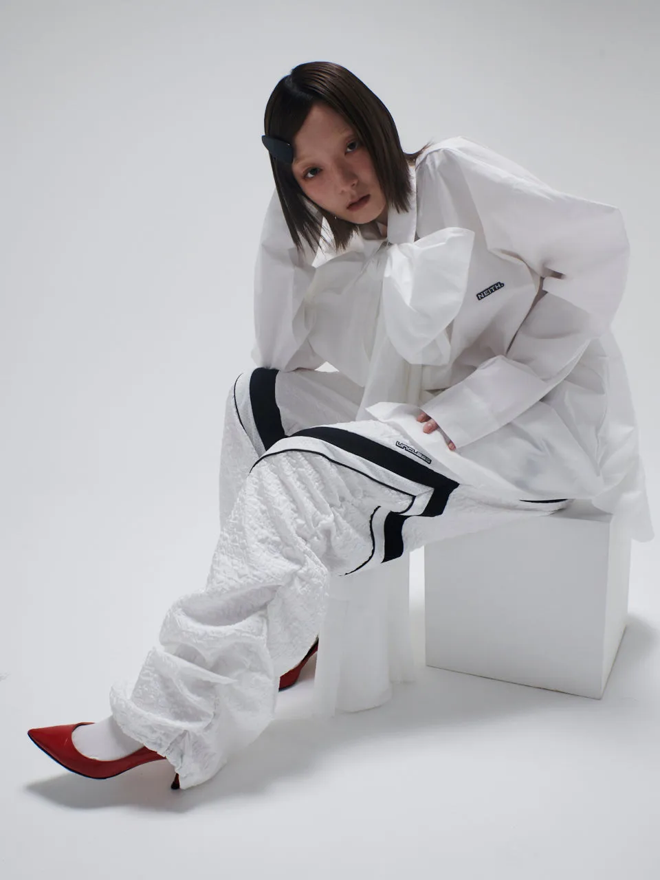 Jacquard Track Pants(White)