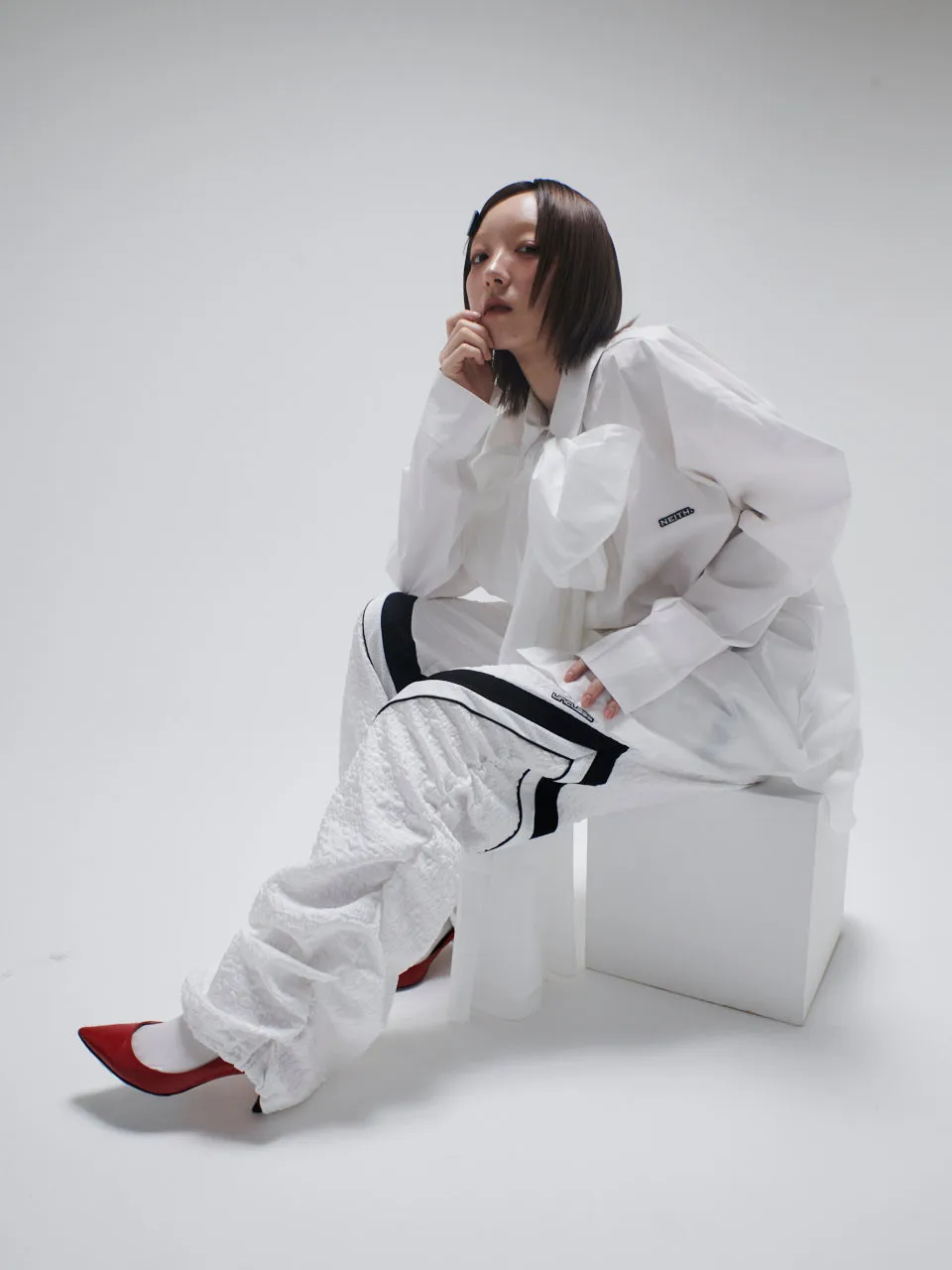 Jacquard Track Pants(White)