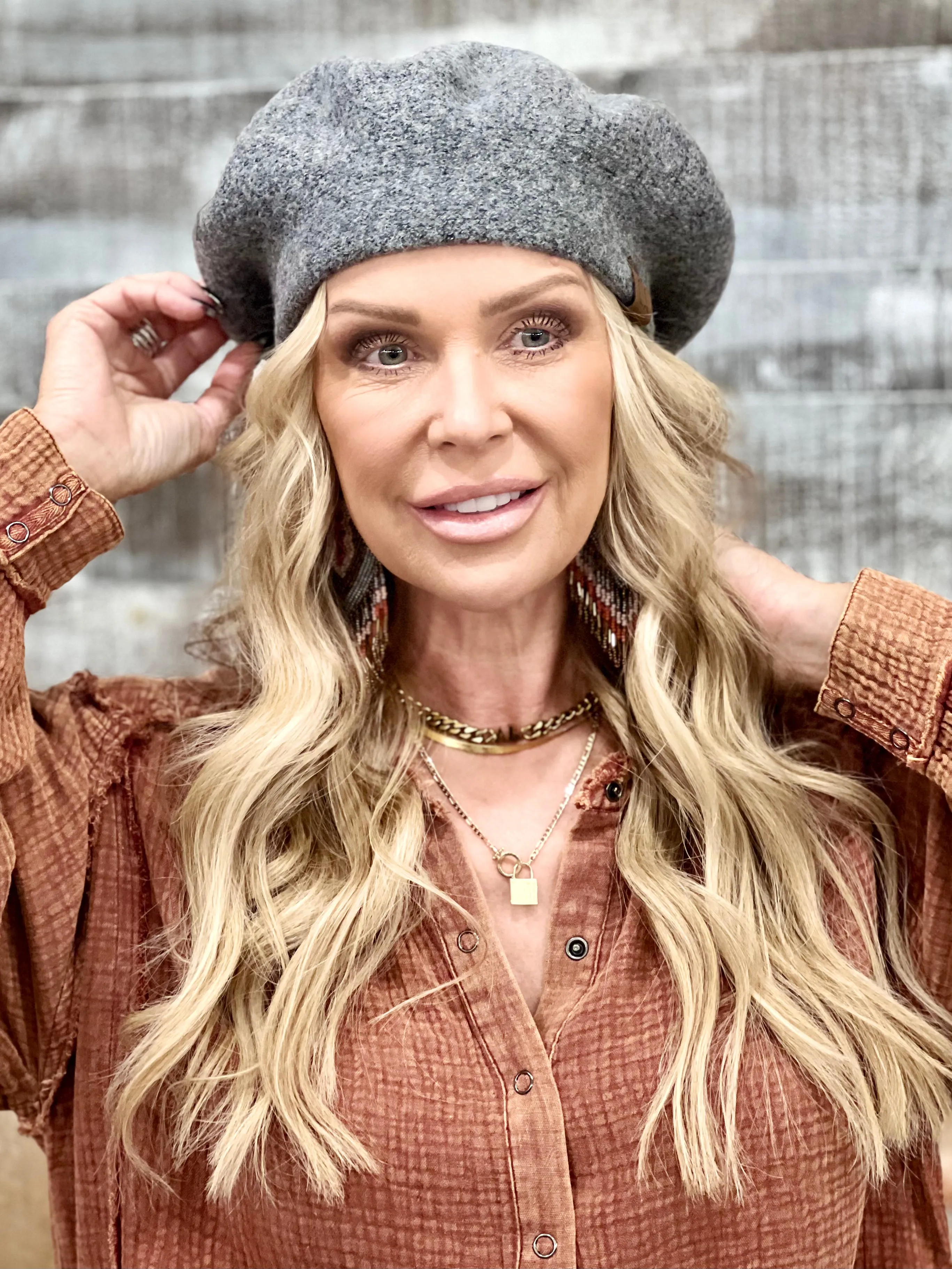 Knit Beret in Grey