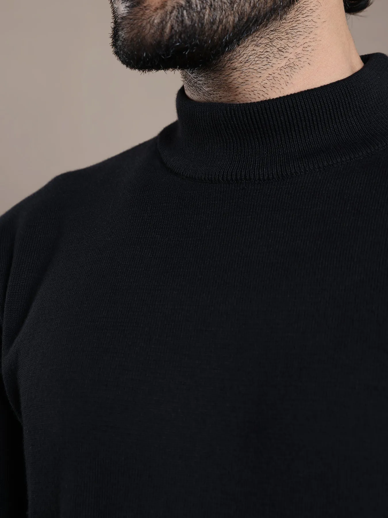 Knitted Navy Blue Striped Regular Fit Full Sleeve Casual Pullover