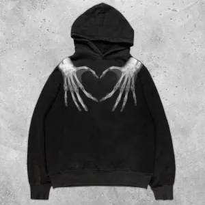 Love Heart Gesture Print Couple Hoodie