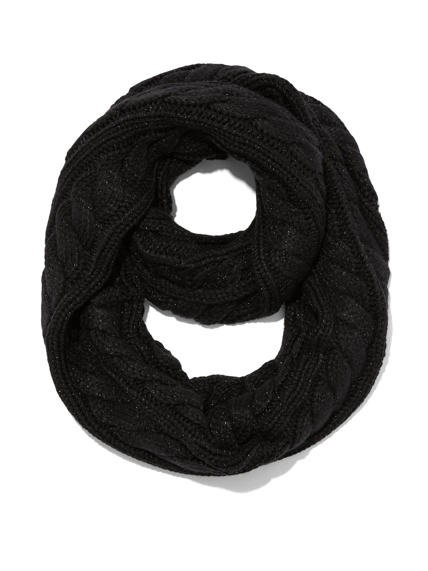 Lurex Cable-Knit Infinity Scarf