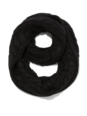 Lurex Cable-Knit Infinity Scarf