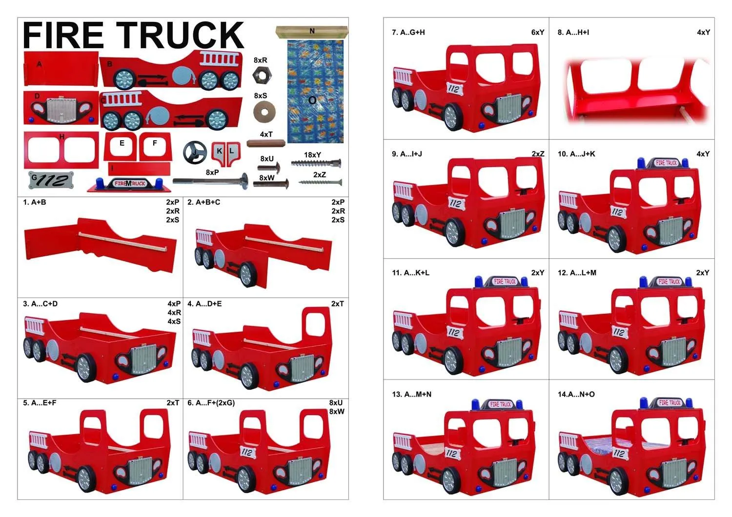 Maxima House Toddler Fire Truck Bed – Red | Fun & Durable Kids' Bed